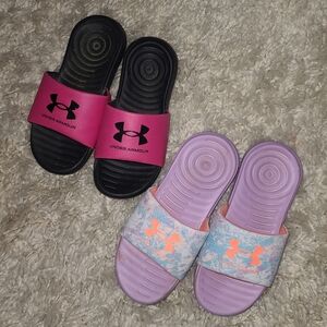 2 Pairs of Kids Under Armour Slides